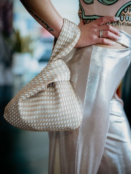 Pochette In Tessuto bianco/oro