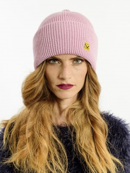 Ribbed beanie hat - pink