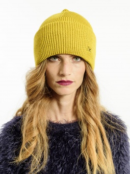 Ribbed beanie hat - Mustard